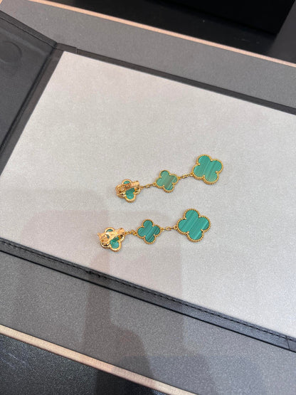 [Shinejoy]CLOVER MALACHITE 3 MOTIFS GOLD