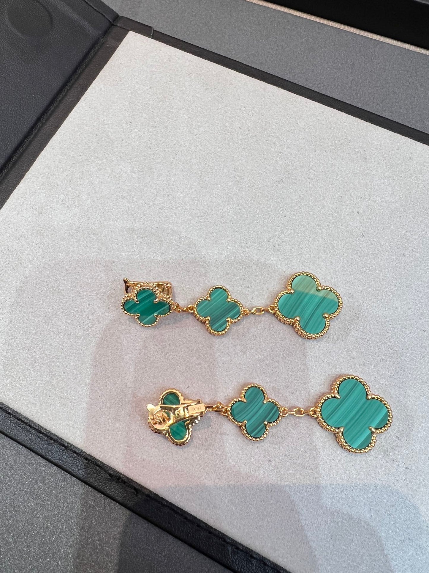 [Shinejoy]CLOVER MALACHITE 3 MOTIFS GOLD