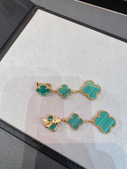 [Shinejoy]CLOVER MALACHITE 3 MOTIFS GOLD