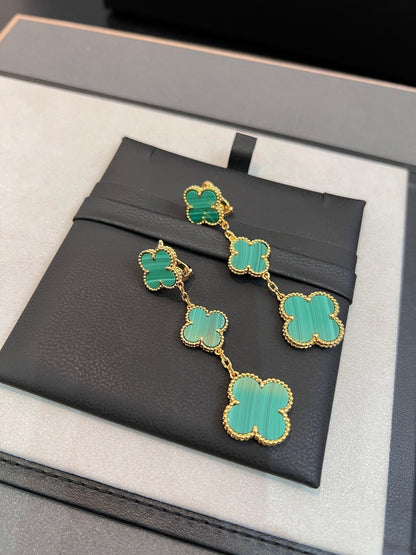 [Shinejoy]CLOVER MALACHITE 3 MOTIFS GOLD
