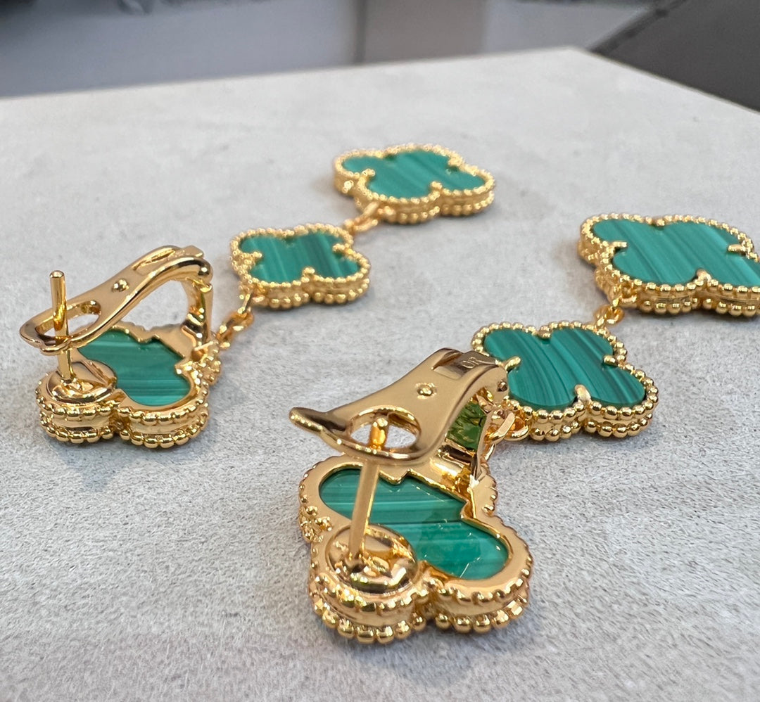 [Shinejoy]CLOVER MALACHITE 3 MOTIFS GOLD