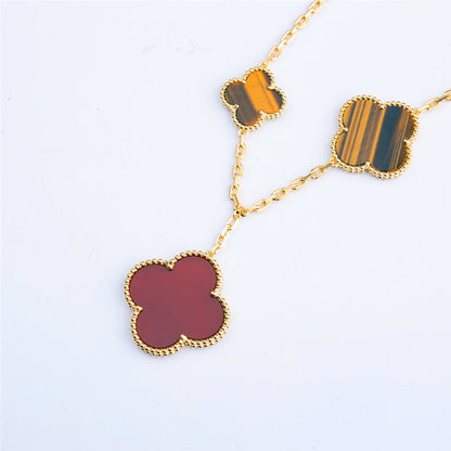 [Shinejoy]CLOVER BRACELET 5 MOTIFS CARNELIAN TIGER EYE