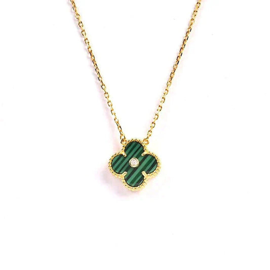 [Shinejoy]CLOVER 15MM DIAMOND TURQUOISE NECKLACE