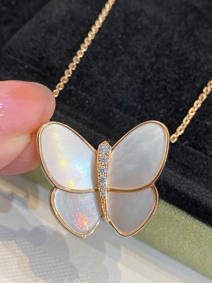 [Shinejoy]BUTTERFLY GOLD MOP DIAMOND NECKLACE