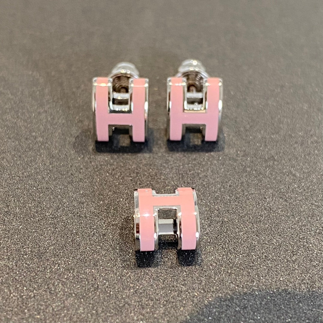[Shinejoy]MINI POP H SILVER EARRINGS PINK