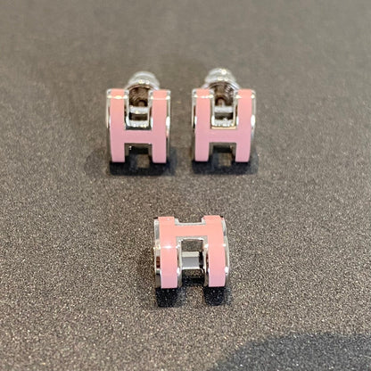 [Shinejoy]MINI POP H SILVER EARRINGS PINK