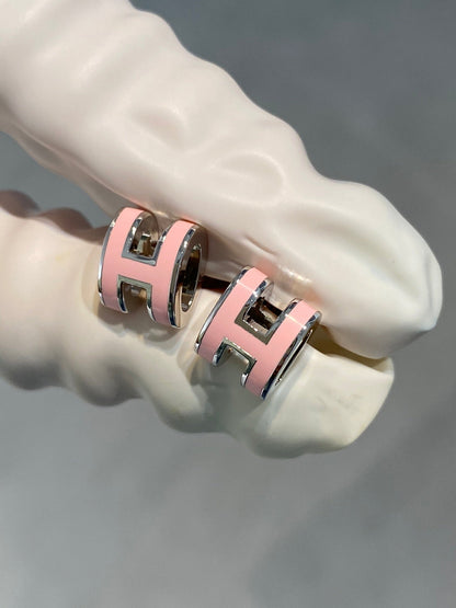 [Shinejoy]MINI POP H SILVER EARRINGS PINK