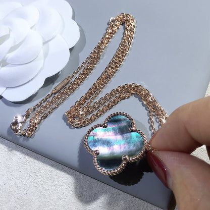 [Shinejoy]CLOVER 25MM GOLD DARK MOP BIG CLOVER NECKLACE