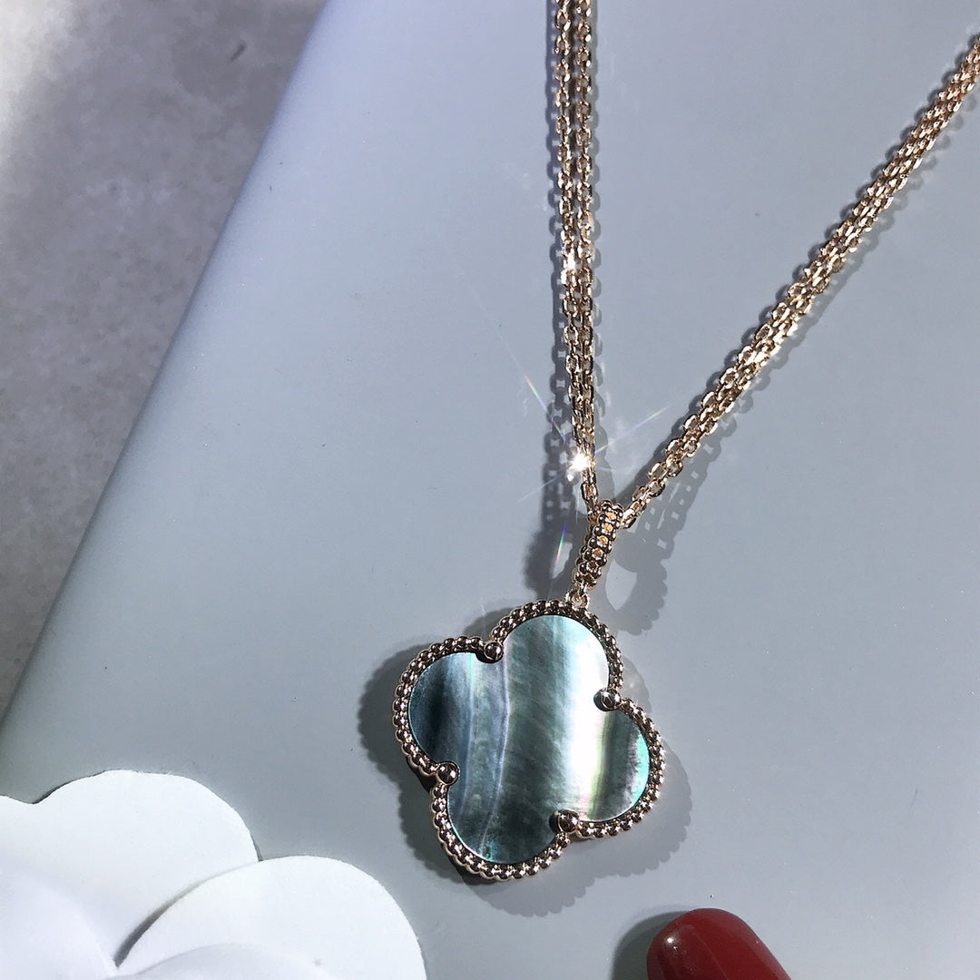 [Shinejoy]CLOVER 25MM GOLD DARK MOP BIG CLOVER NECKLACE