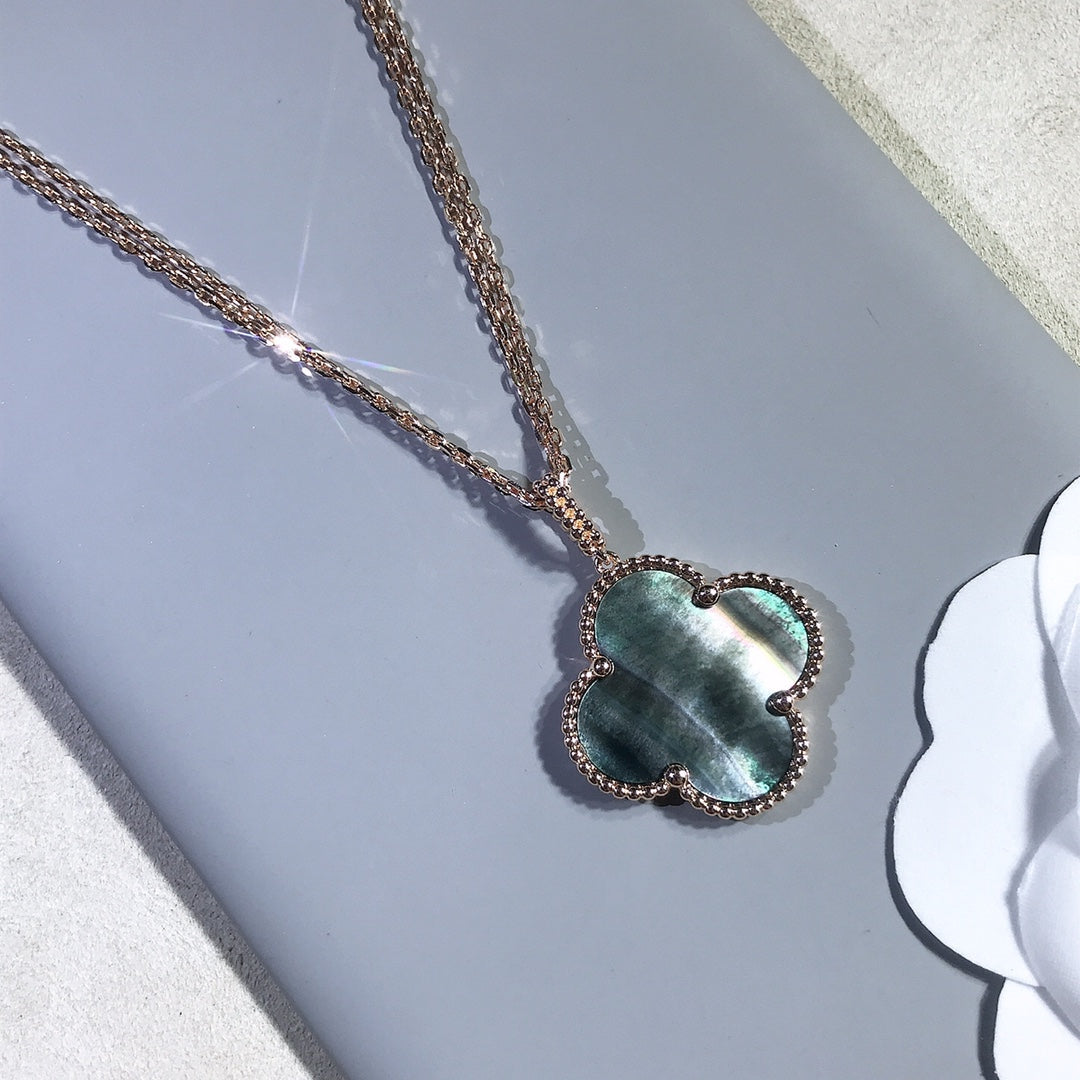 [Shinejoy]CLOVER 25MM GOLD DARK MOP BIG CLOVER NECKLACE