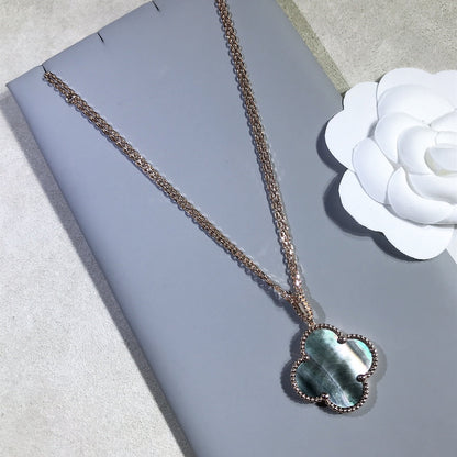 [Shinejoy]CLOVER 25MM GOLD DARK MOP BIG CLOVER NECKLACE