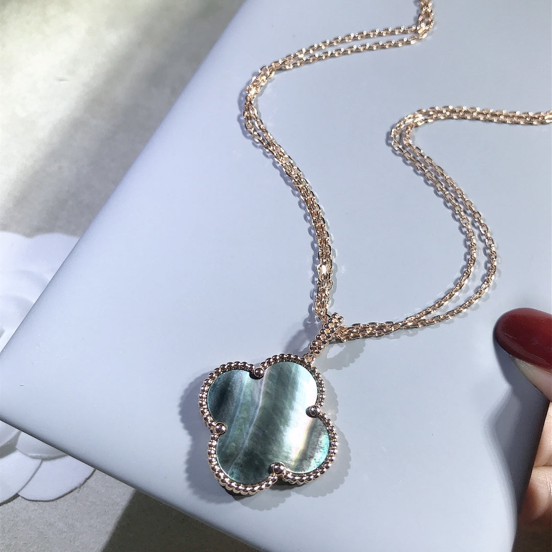[Shinejoy]CLOVER 25MM GOLD DARK MOP BIG CLOVER NECKLACE