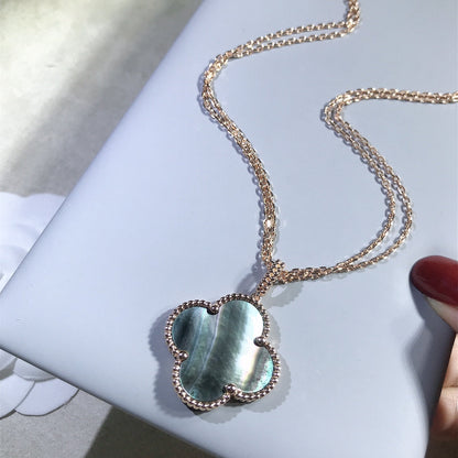 [Shinejoy]CLOVER 25MM GOLD DARK MOP BIG CLOVER NECKLACE