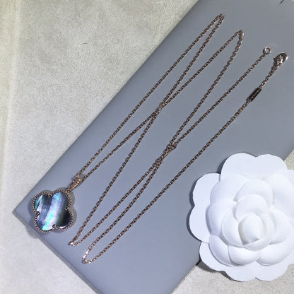 [Shinejoy]CLOVER 25MM GOLD DARK MOP BIG CLOVER NECKLACE