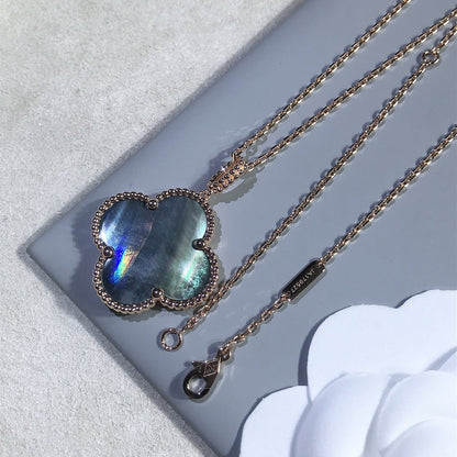 [Shinejoy]CLOVER 25MM GOLD DARK MOP BIG CLOVER NECKLACE