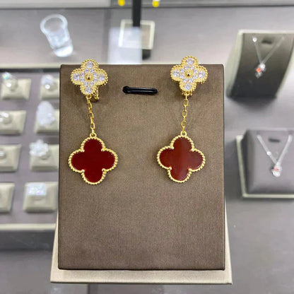 [Shinejoy]CLOVER  2 MOTIFS  DIAMOND  EARRINGS (MULTIPLE CHOICESç´