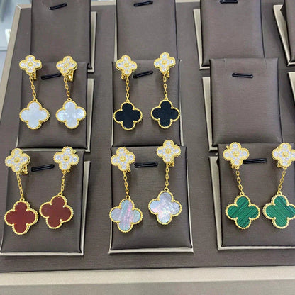 [Shinejoy]CLOVER  2 MOTIFS  DIAMOND  EARRINGS (MULTIPLE CHOICESç´
