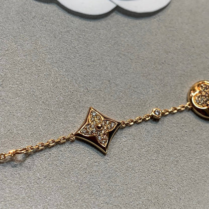 [Shinejoy]STAR AND SUN 4 MOTIFS GOLD DIAMONDS BRACELET