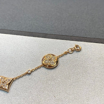 [Shinejoy]STAR AND SUN 4 MOTIFS GOLD DIAMONDS BRACELET