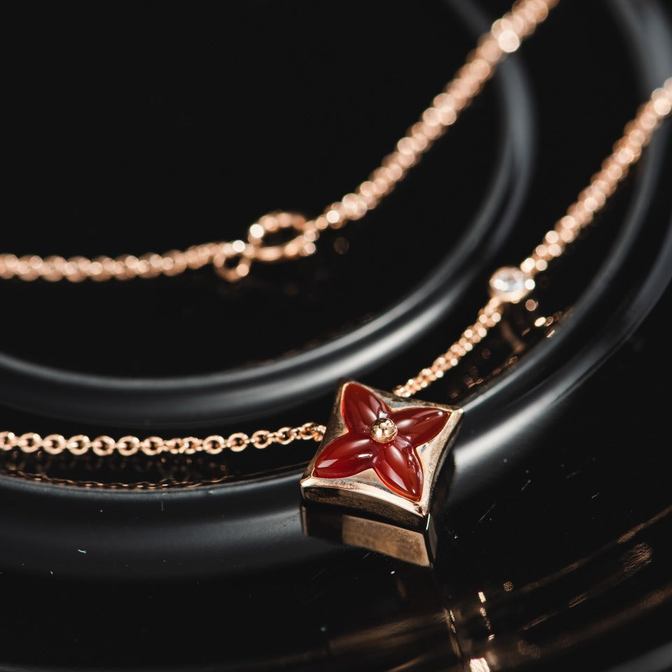 [Shinejoy]STAR NECKLACE PINK GOLD 1 DIAMOND