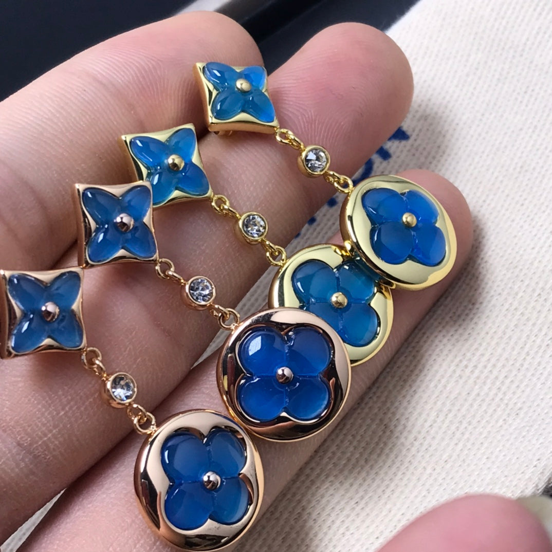 [Shinejoy]STAR AND SUN AGATE DIAMOND EARRINGS