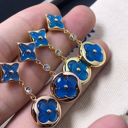 [Shinejoy]STAR AND SUN AGATE DIAMOND EARRINGS