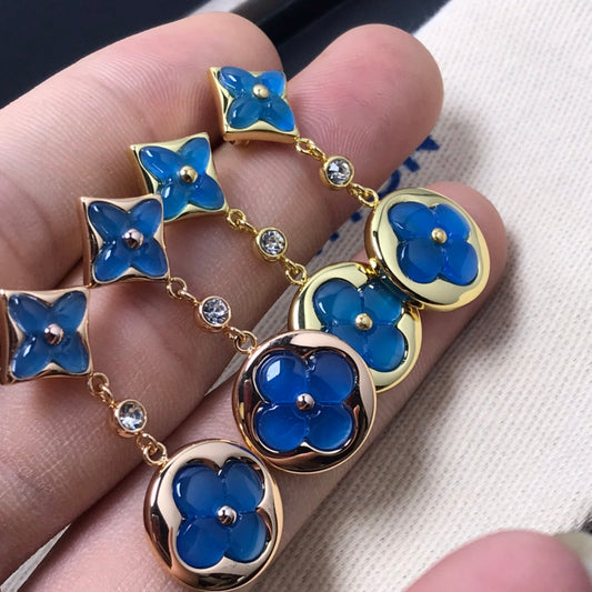 [Shinejoy]STAR AND SUN AGATE DIAMOND EARRINGS