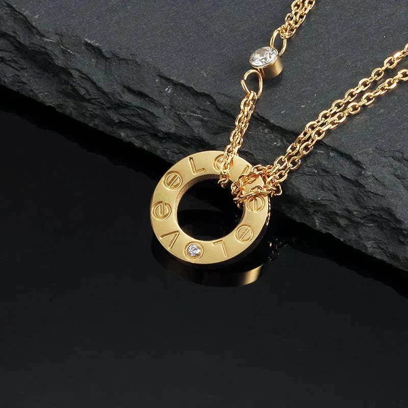 [Shinejoy]LOVE NECKLACE 16MM 2 DIAMONDS