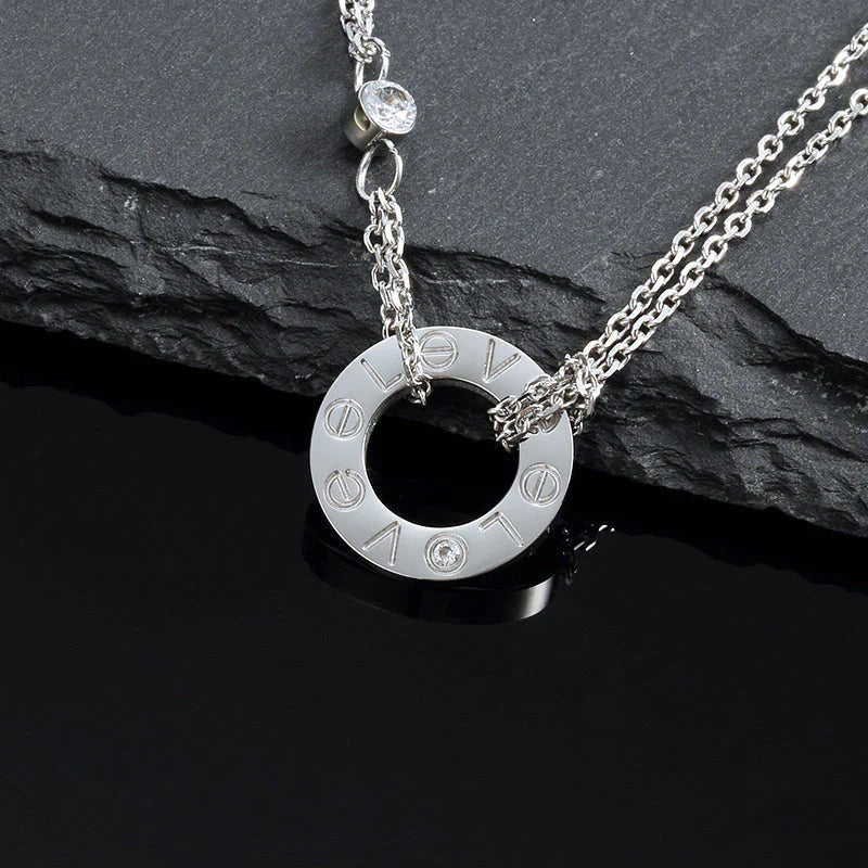 [Shinejoy]LOVE NECKLACE 16MM 2 DIAMONDS