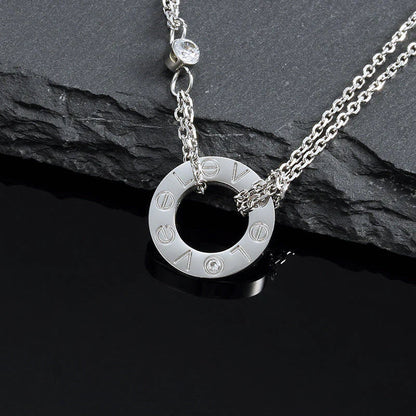 [Shinejoy]LOVE NECKLACE 16MM 2 DIAMONDS