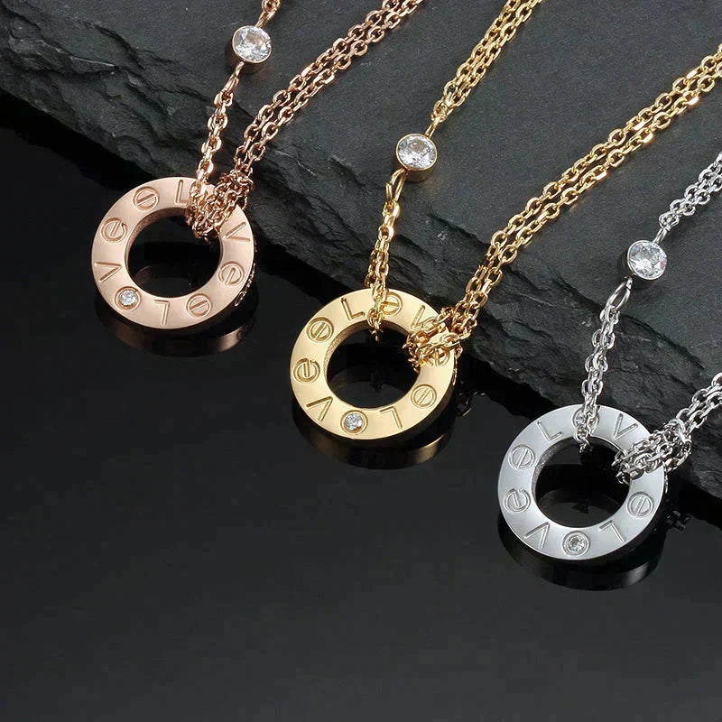 [Shinejoy]LOVE NECKLACE 16MM 2 DIAMONDS