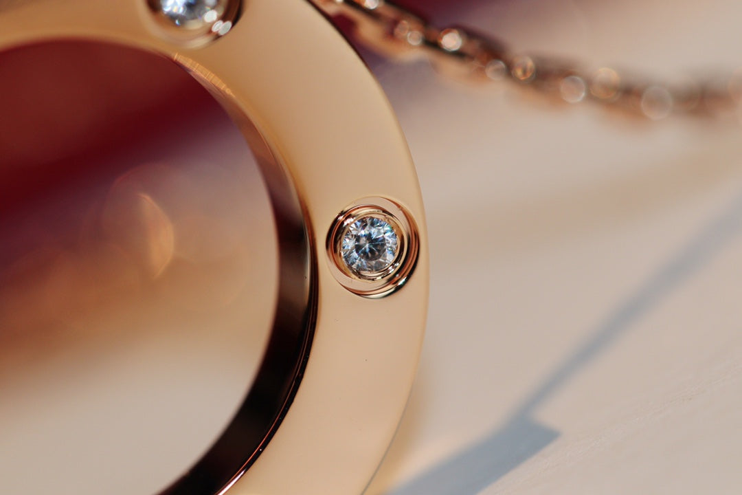[Shinejoy]LOVE NECKLACE 16MM 6 DIAMONDS PINK GOLD