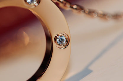 [Shinejoy]LOVE NECKLACE 16MM 6 DIAMONDS PINK GOLD
