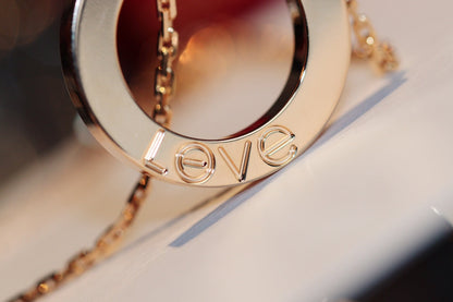[Shinejoy]LOVE NECKLACE 16MM 6 DIAMONDS PINK GOLD
