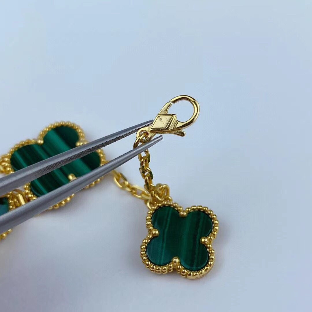 [Shinejoy]MAGIC CLOVER MALACHITE GOLD BRACELET 5 MOTIFS