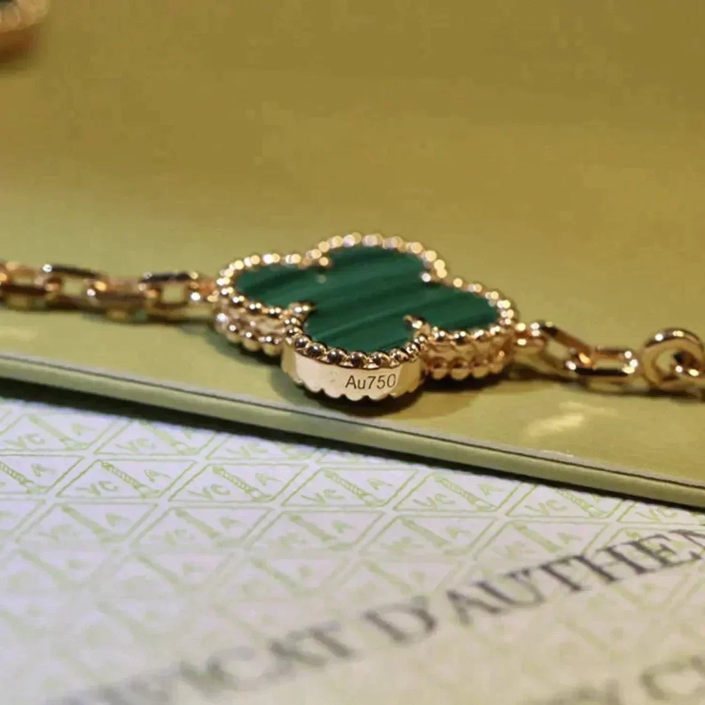 [Shinejoy] CLOVER 5 MOTIF MALACHITE BRACELET COLLECTION