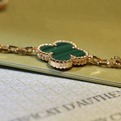 [Shinejoy] CLOVER 5 MOTIF MALACHITE BRACELET COLLECTION
