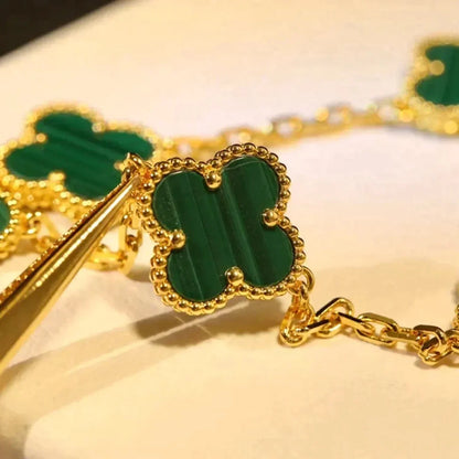 [Shinejoy] CLOVER 5 MOTIF MALACHITE BRACELET COLLECTION