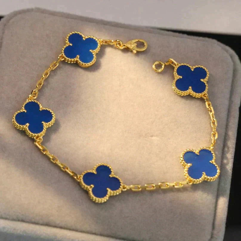 [Shinejoy] CLOVER 5 MOTIF BLUE AGATE BRACELET COLLECTION