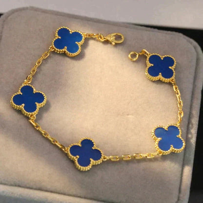 [Shinejoy] CLOVER 5 MOTIF BLUE AGATE BRACELET COLLECTION