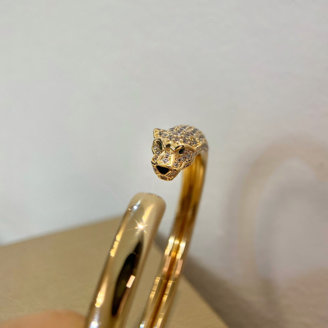 [Shinejoy]PANTHERE GOLD DIAMOND OPEN BRACELET