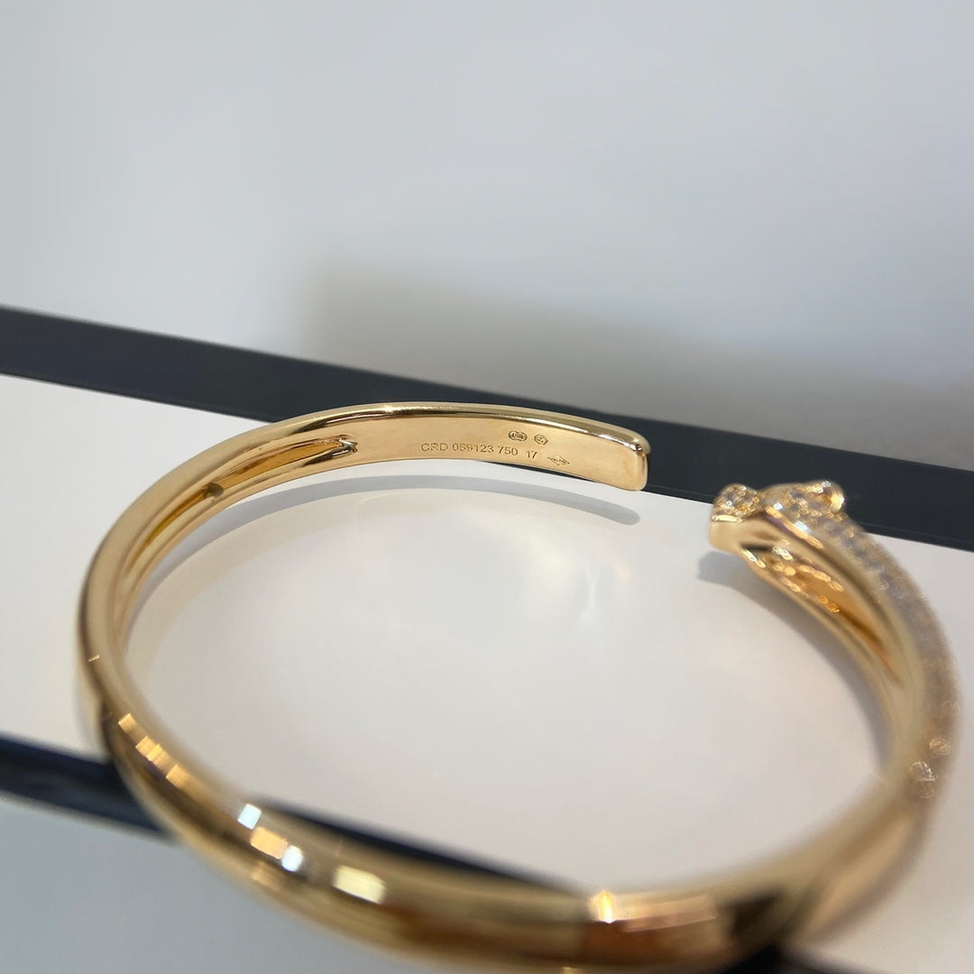 [Shinejoy]PANTHERE GOLD DIAMOND OPEN BRACELET