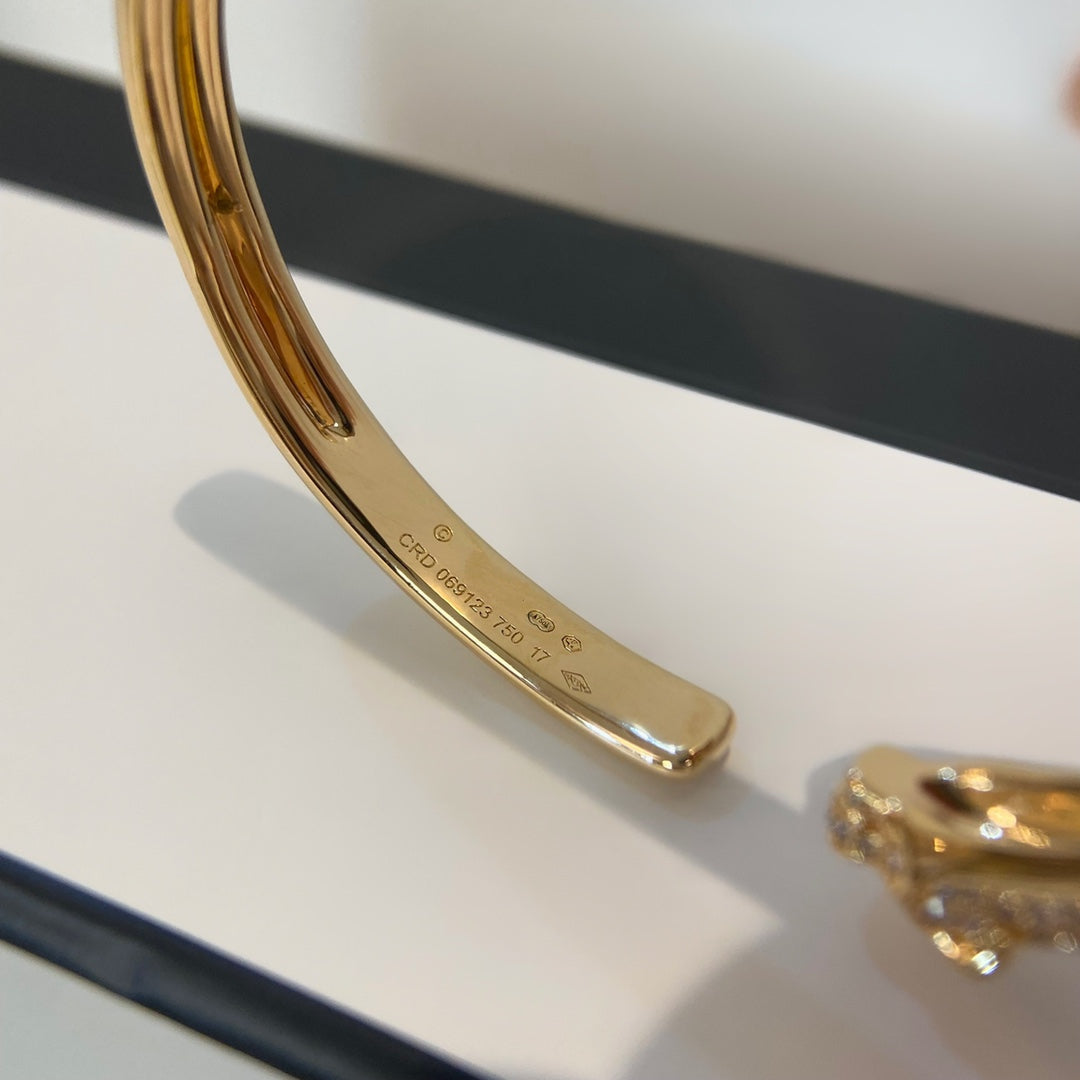 [Shinejoy]PANTHERE GOLD DIAMOND OPEN BRACELET