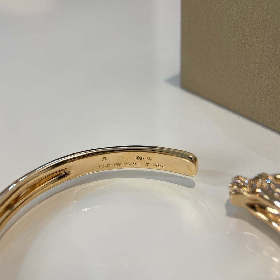 [Shinejoy]PANTHERE GOLD DIAMOND OPEN BRACELET
