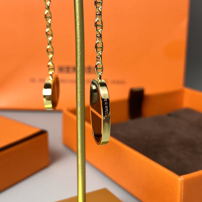 [Shinejoy]CHAINE VERSO BLACK CERAMIC EARRINGS