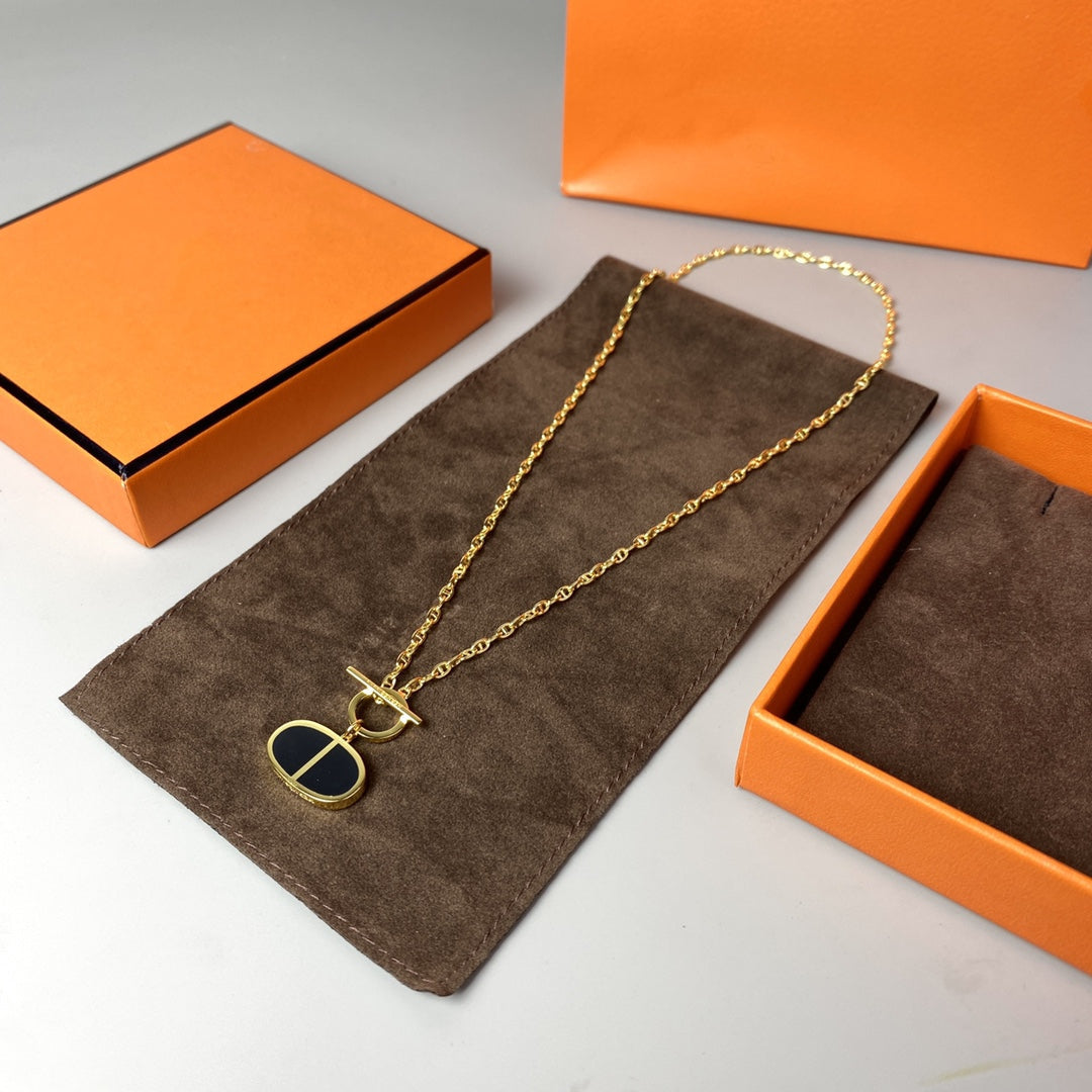 [Shinejoy]CHAINE VERSO BLACK CERAMIC NECKLACE