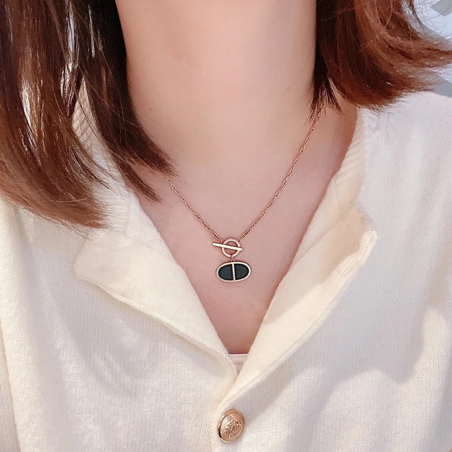 [Shinejoy]CHAINE VERSO BLACK CERAMIC NECKLACE