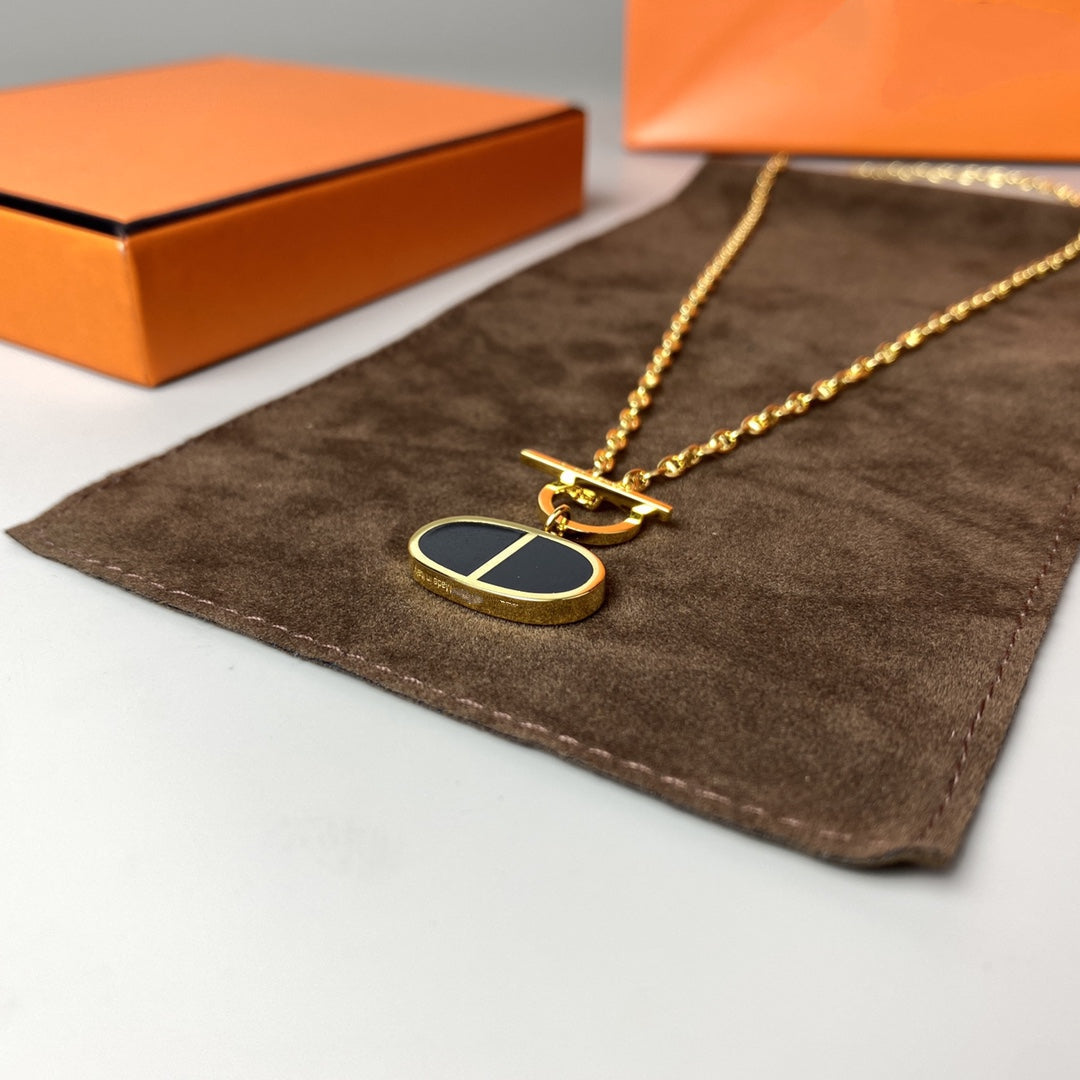 [Shinejoy]CHAINE VERSO BLACK CERAMIC NECKLACE