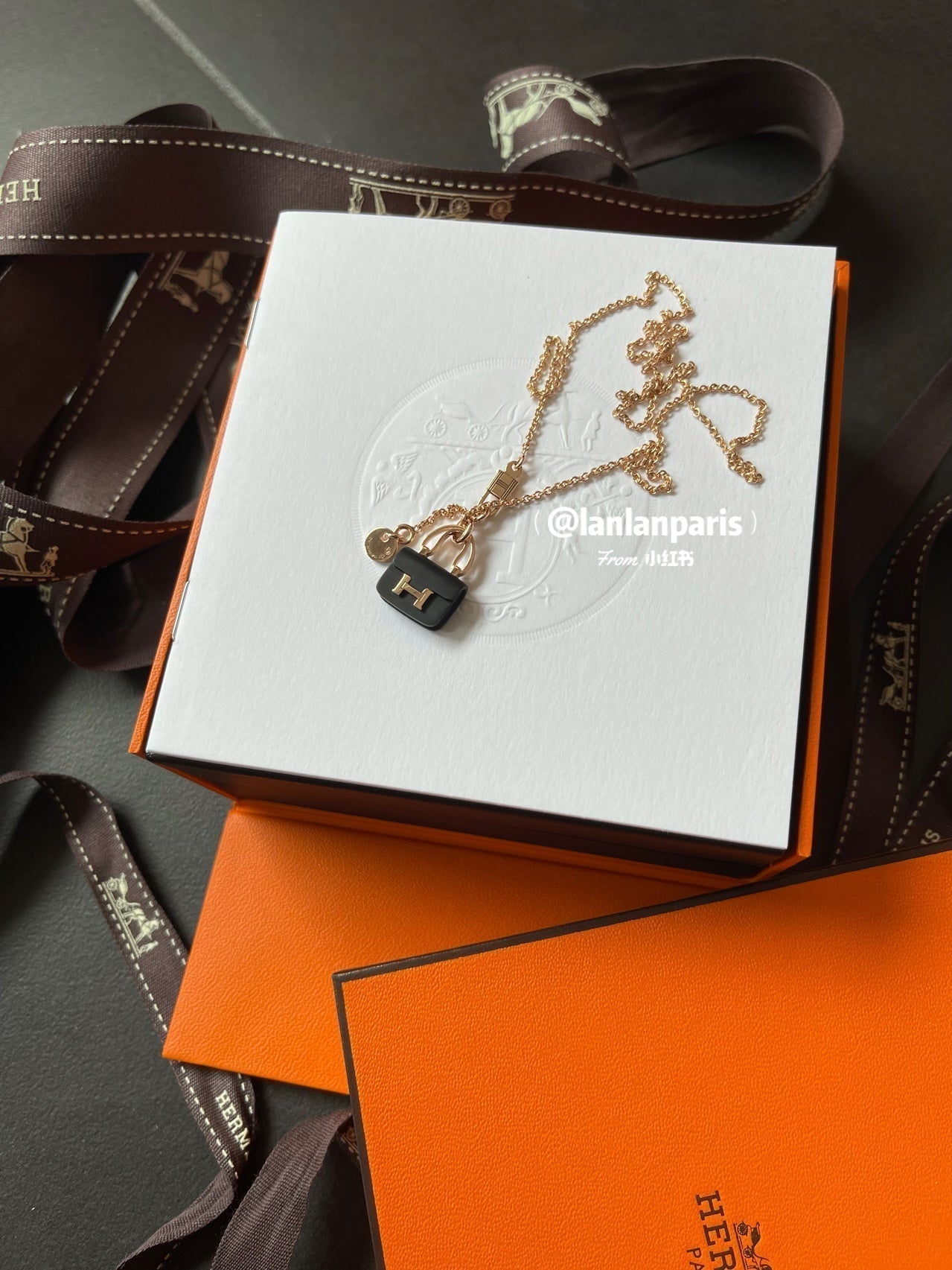 [Shinejoy]CONSTANCE BLACK PEDANT PINK GOLD NECKLACE