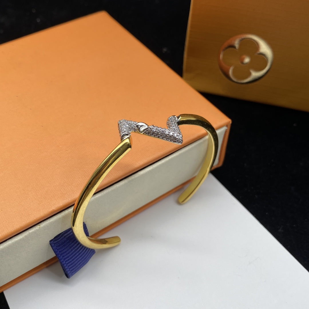 [Shinejoy]VOLTE UPSITE DOWN DIAMOND GOLD OPEN BRACELET